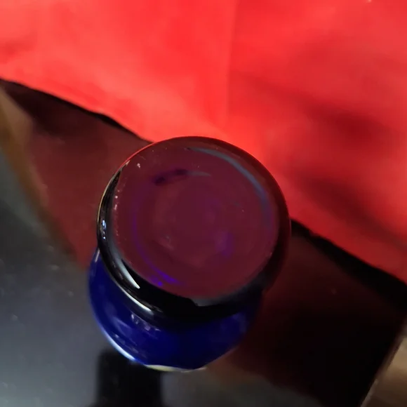 Vintage Bohemian Cobalt Blue Bud Vase – Hand-Painted Gold & Floral – 8" - Picture 7 of 11